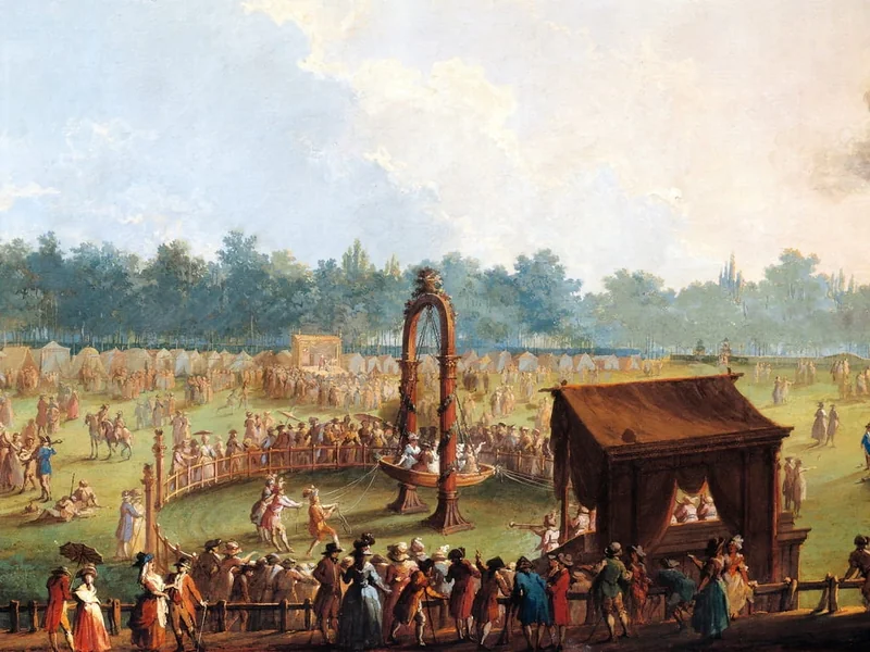 1739-Giuseppe Maria Terreni - Festa alle Cascine dell'Isola in onore di Ferdinando III. Giochi sul prato del Quercione - Palazzo Pitti, Firenze
